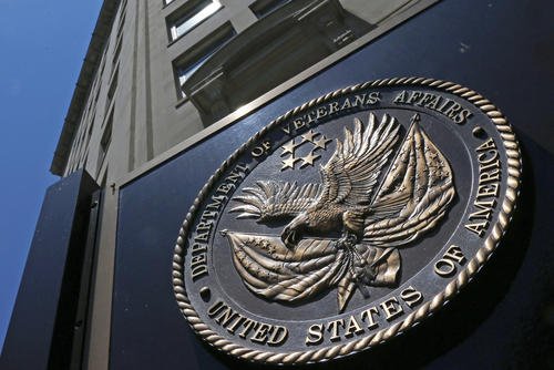 Seal affixed to the front of the Department of Veterans Affairs building.